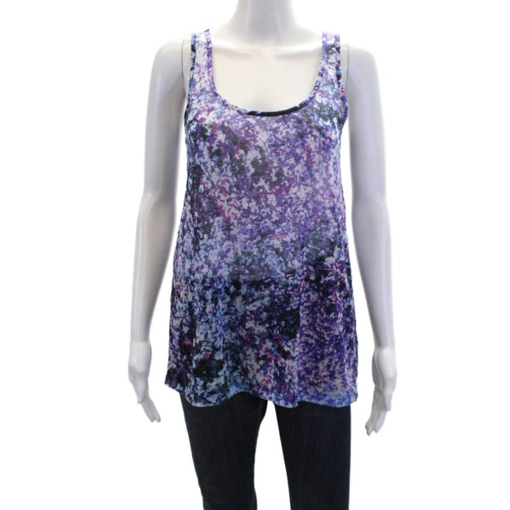 Prabal Gurung Womens Printed Scoop Neck Sleeveless Tank Top Purple Size XS